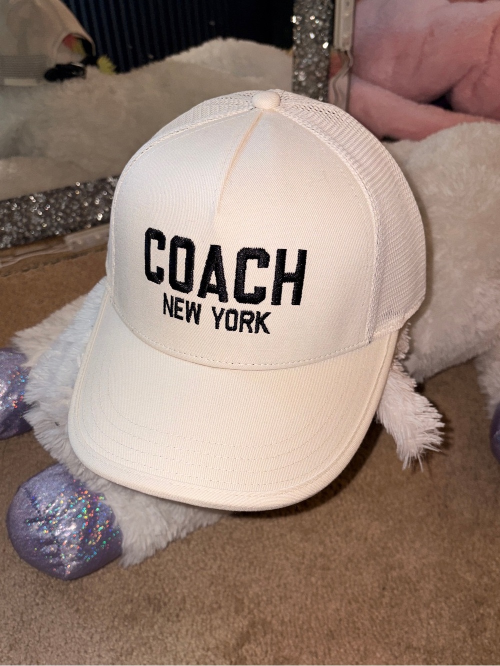 Coach New York White Trucker Cap